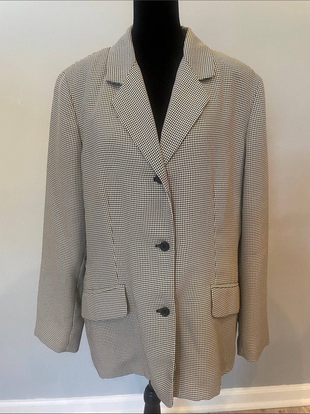 Norton McNaughton Black and White Houndstooth Blazer